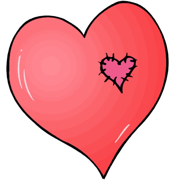 love heart with heart patch sewn on Thumbnail