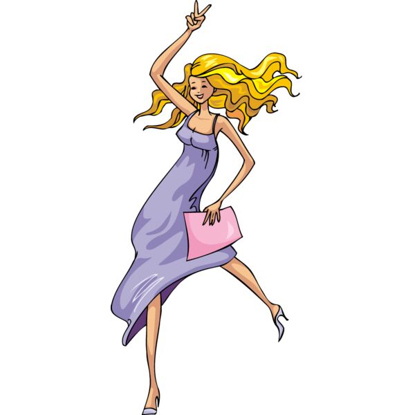 Woman excited dancing peace sign Thumbnail