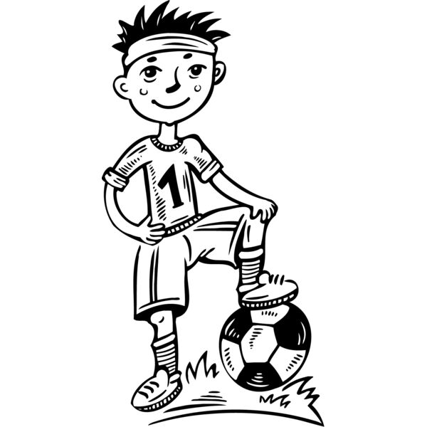 Boy soccer black white drawing Thumbnail